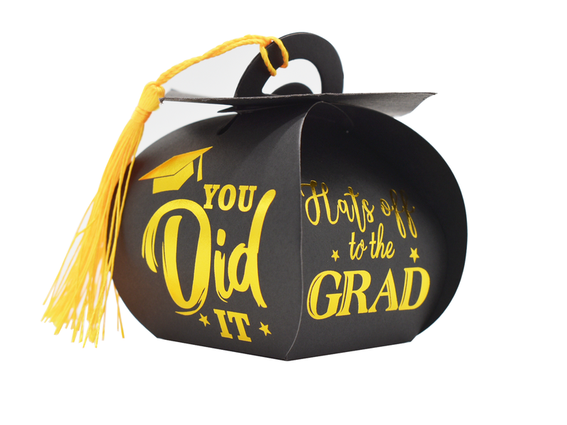 Bestby - Graduation Hat Shape Party Favor Boxes with Tassels - 50 Pieces