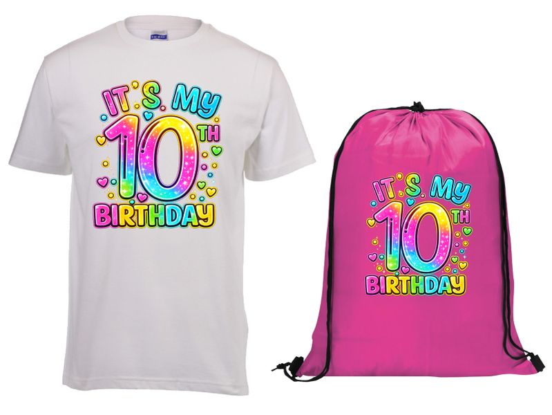 Birthday - It's my 10th Birthday kids t-shirt and drawstring bag combo