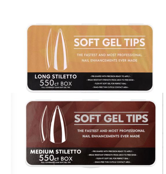 550 Long Stiletto Soft Gel Tips And 550 Medium Stiletto Soft Gel Tips