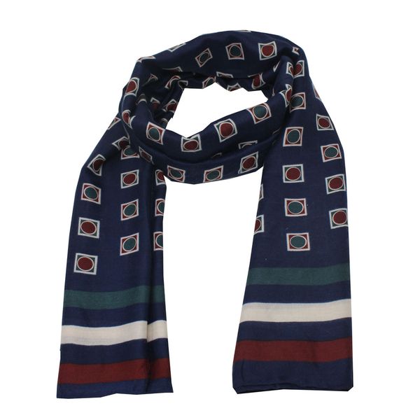 Blackcherry Square/Circle Printed Scarf-Navy/Cream/Burgundy
