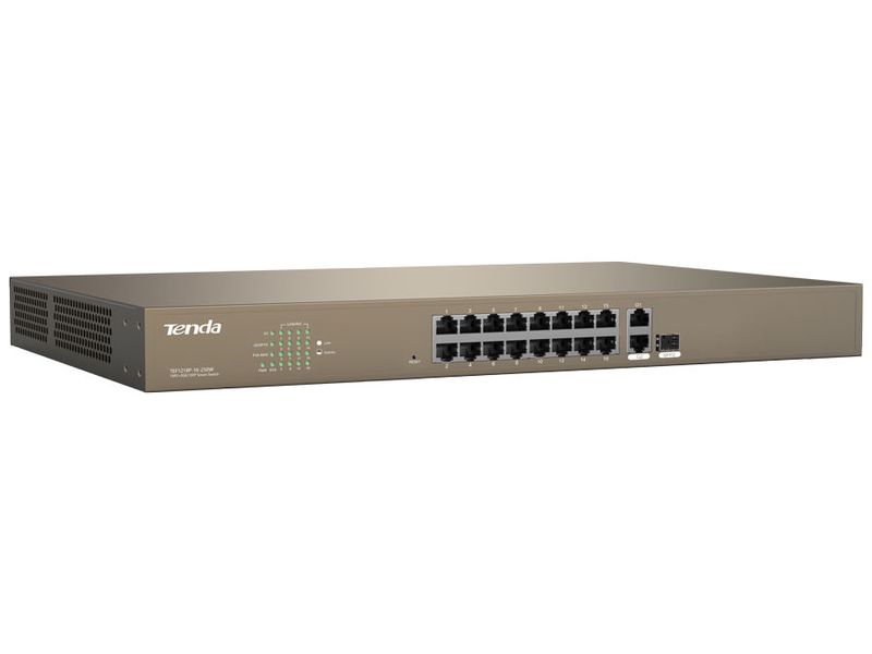 Tenda 18 Port with 16 PoE 230W 2 Gigabit 1SFP Combo Switch TEF1218P-16-250W