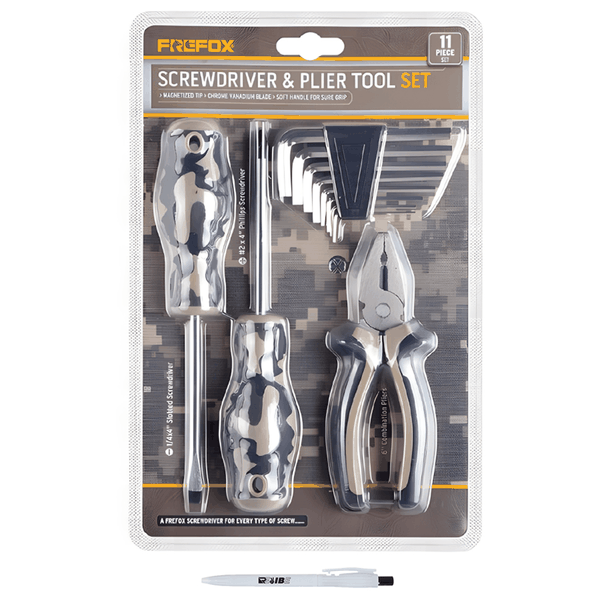 Industrial Quality Multipurpose Hand Tools Set With ReVibe Pen - 11 Piece