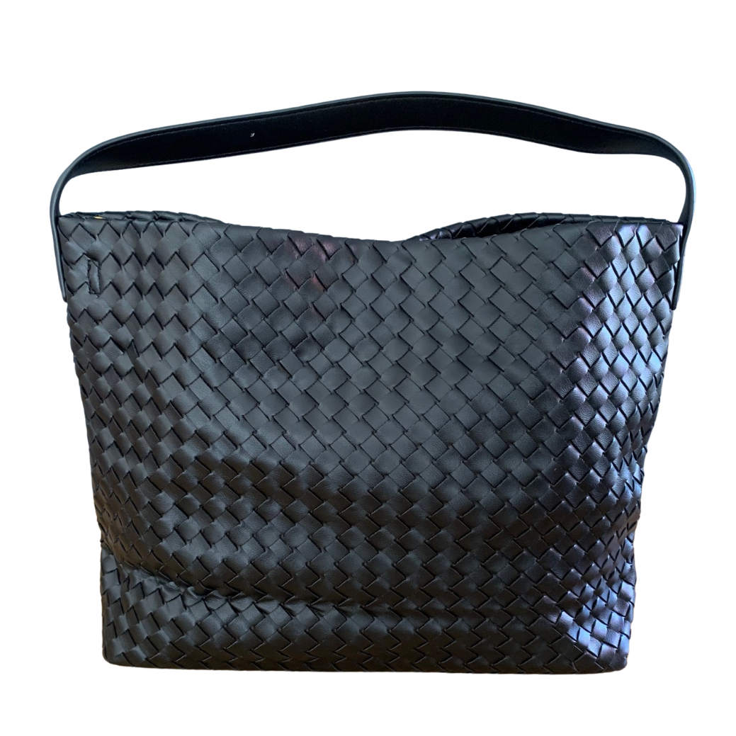 Large Black Woven Fashion PU Handbag