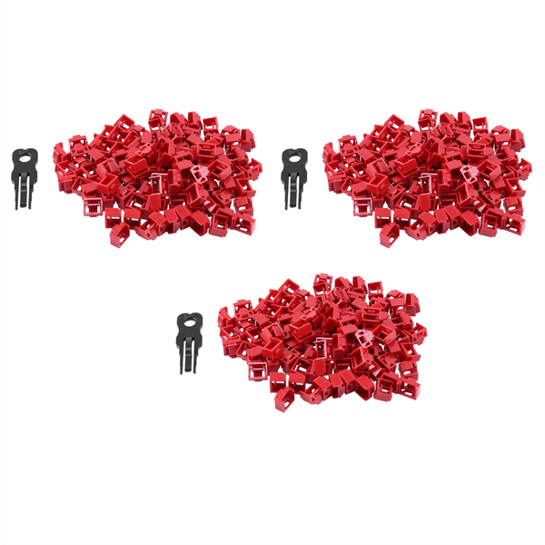 100Pcs Red Rj45 Port Hub Anti Dust Cover With Proprietary Lock Key