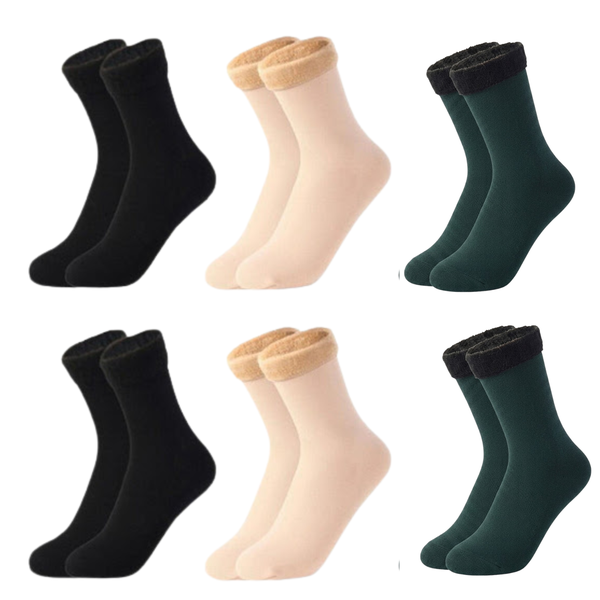 Women's 6-Pack Fleece Lined Thermal Socks - Ultra-Soft Thick Winter Crew