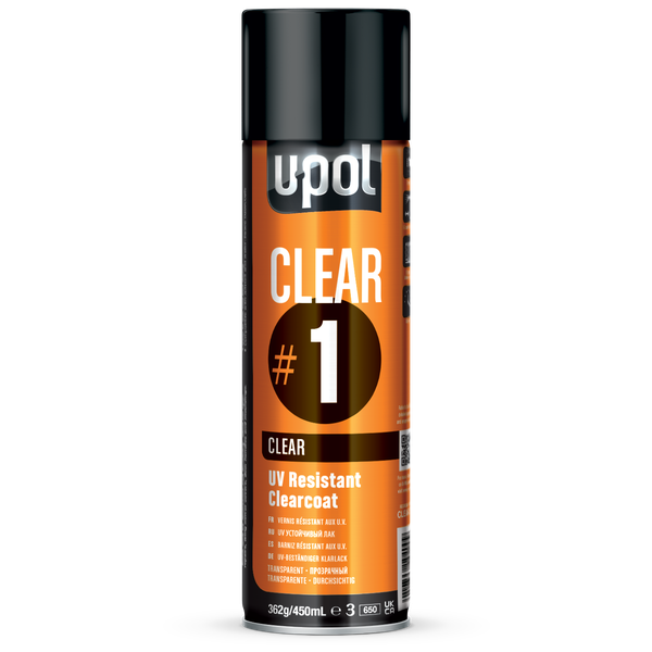 U-Pol - Clear#1 UV Resistant Clearcoat 1K Aerosol 450ml