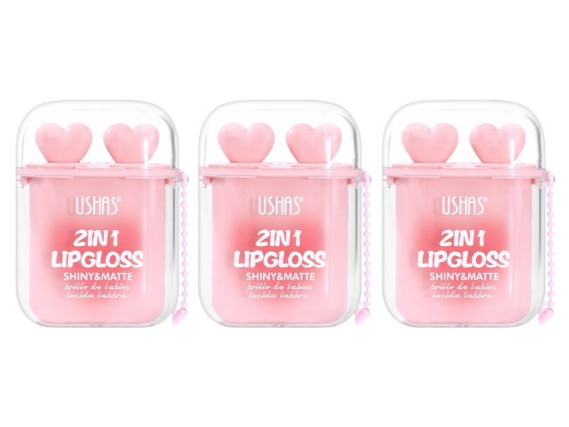 Set of 3 - Ushas 2 in 1 Lipgloss Shiny &amp; Matte Duo Lip Gloss Long-Lasting