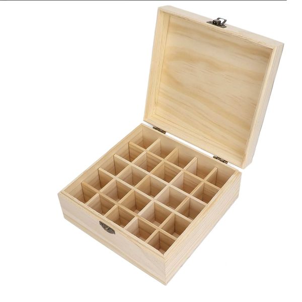 Bamboo RectangularEssential Oil Box Organizer - 25 Slot