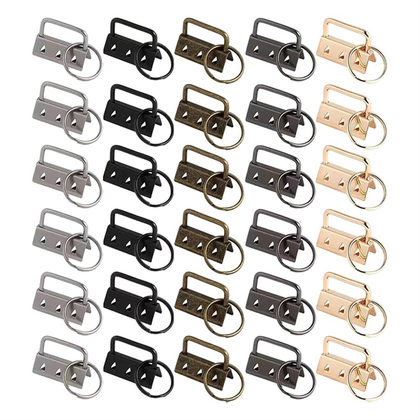 30Pcs 32Mm Tail Clip Set 5 Color Ribbon Hanging Clip with Key Ring