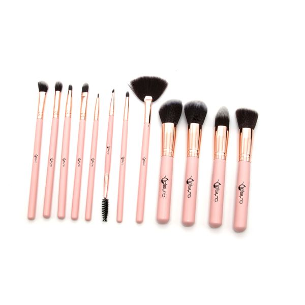 Dsync 12 Piece Hypoallergenic Makeup Brush Set | Pink &amp; Gold