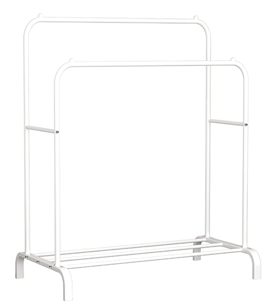 Double Pole Bedroom Clothing Rack-White