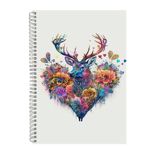 Deer 5 Watercolor Heart Notebook Animal Gift Idea Notepad Pad 117