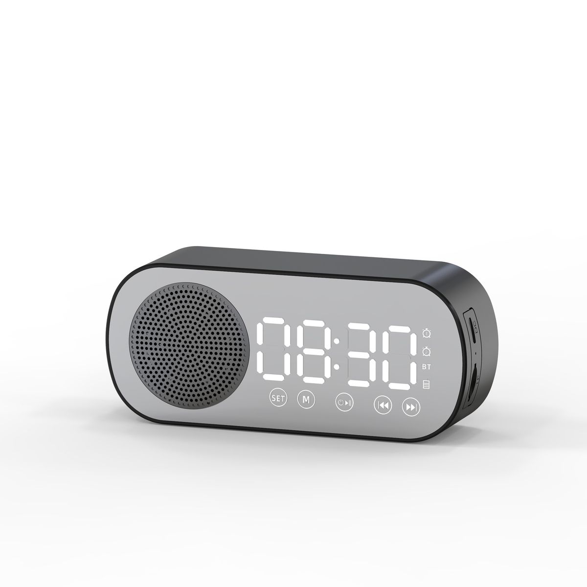 Digital Mirror Display Alarm Clock Bluetooth Speaker with FM Radio