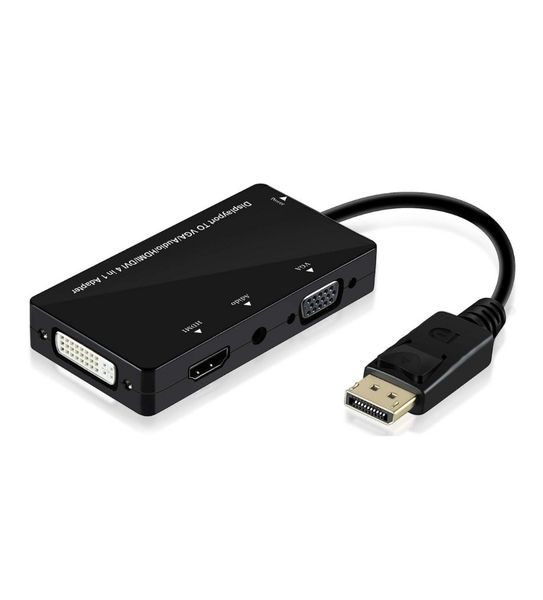 DisplayPort To HDMI VGA DVI Adapter 4-in-1 Converter With Audio
