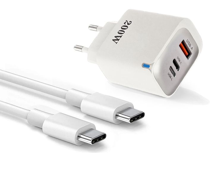 200W Charger Adapter with USB &amp; Type-C Port + 1m Type-C to C Cable