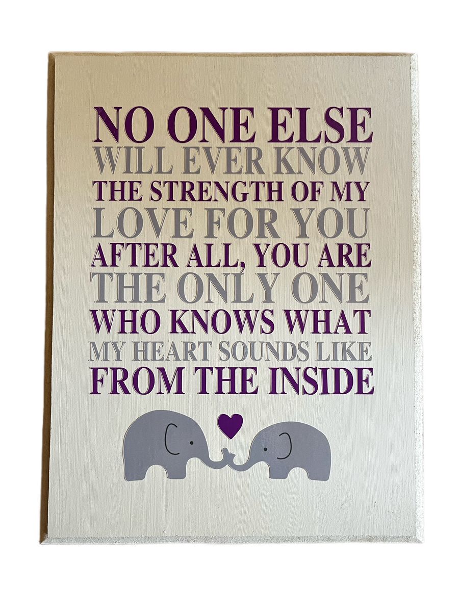 Elephant Ellie Purple Theme Wall Decor for Baby Girl Nursery Room