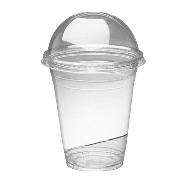 Clear Plastic Disposable Drinking Cup/Glass with Dome Lids -375ml -200 Cups