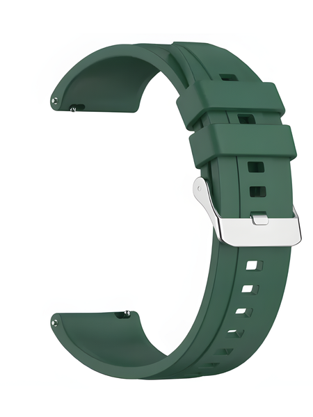 Silicone Strap for Garmin Vivoactive 5 with Silver buckle -Dark Green