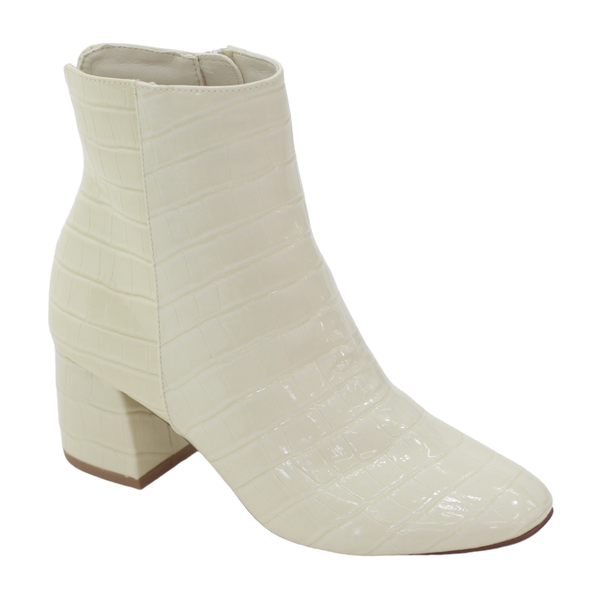 Lamara Paris Osaka 6cm Bootie Pointy Block Heel Off-White