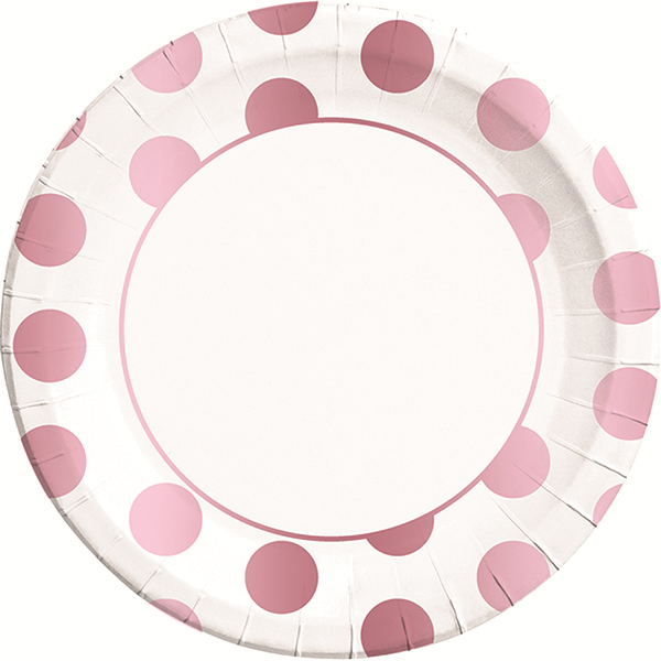 Procos Rose Gold Large Dots Paper Plates - 23cm