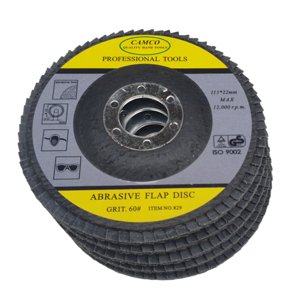 Camco (Pack of 5) Flap Discs 115mm - 60 Grit (FOR STAINLESS STEEL)