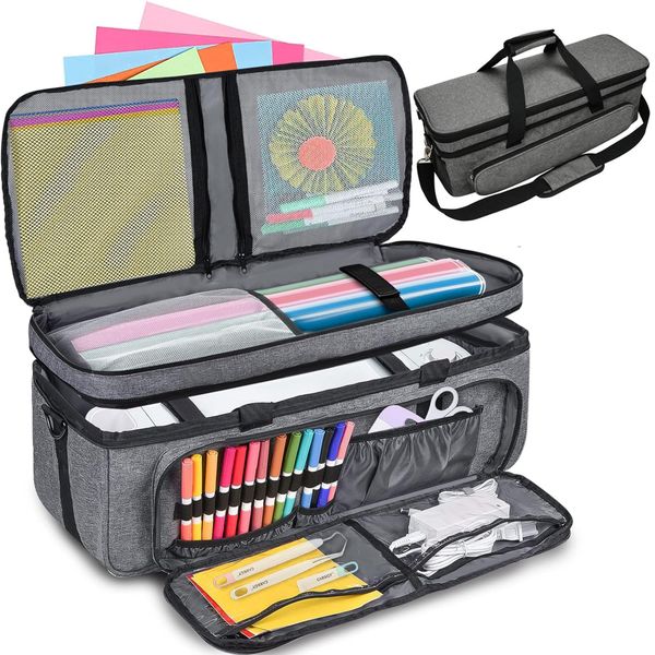 Fabric Carry Bag Double-Layer Carrying Case for Cricut Maker &amp; Explore Air