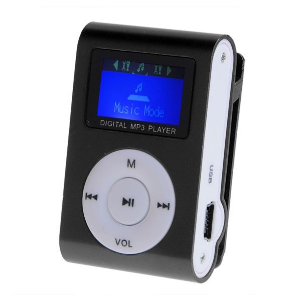 Mini Clip Metal MP3 Player with LCD Screen 3 x 5 x 1cm