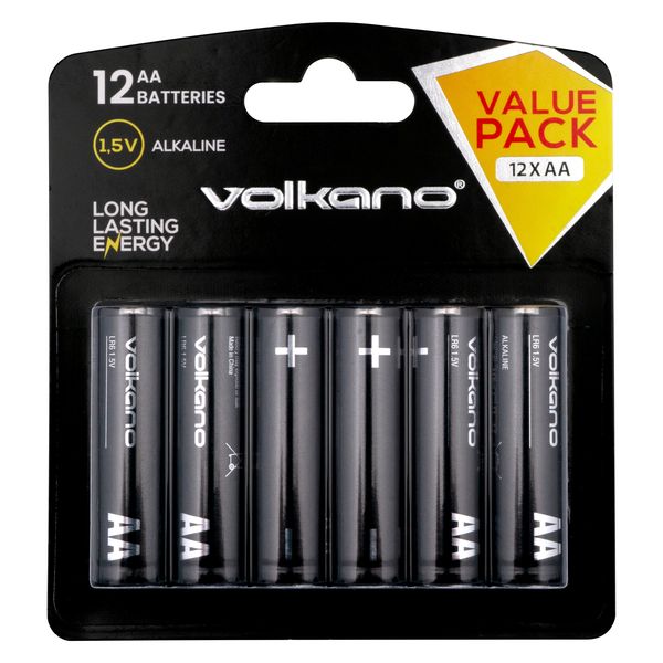 Volkano Extra AA Alkaline Batteries Value Pack of 12