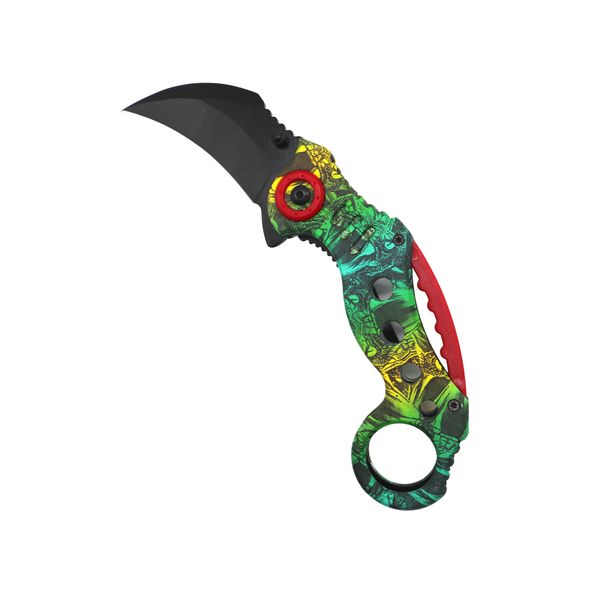Green Viper Foldable Finger Ring Extended Grip Claw Blade with Belt Clip