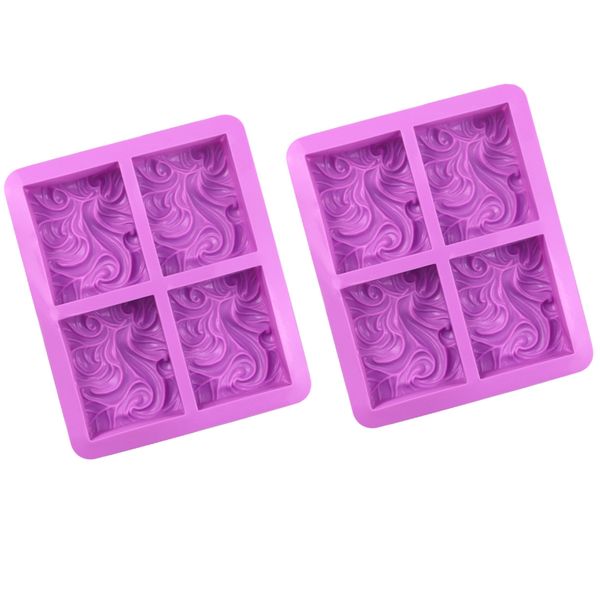 Soap Square Molds - Handmade Molds With Ocean Wave Patter - Set of 2