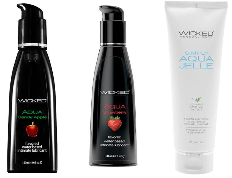 Wicked Adult Simply Aqua Jelle w Strawberry &amp; Candy Apple Lubes Lubricants