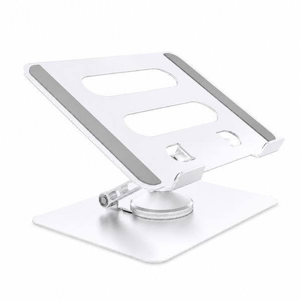Silver 360 Rotating Adjustable Laptop Stand, Ergonomic Aluminum Riser