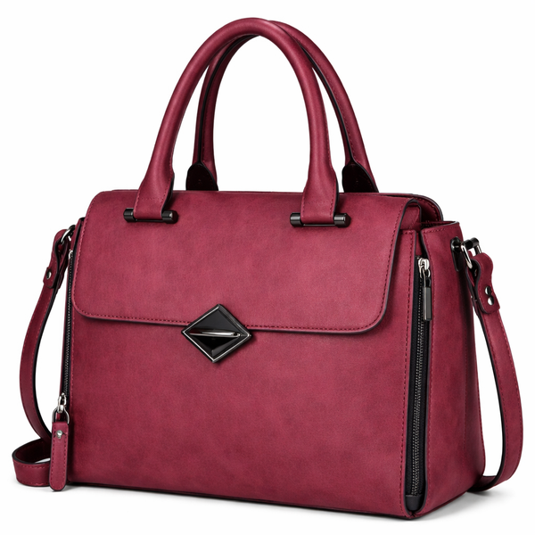 Women's PU Leather Top Handle Handbag with Detachable Strap