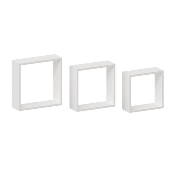 Spaceo Straight Square Shelves 3 Pack - White