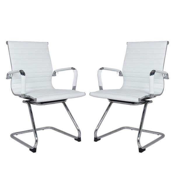 Ribbed Visitors Office Chairs - Set of 2 Per Box - White