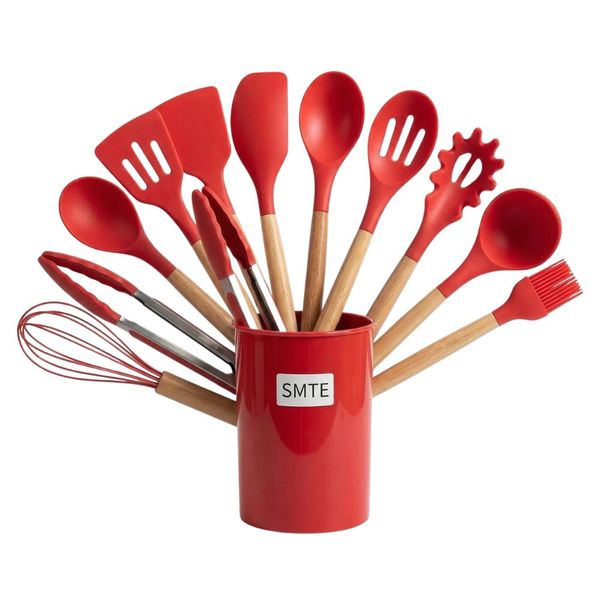 SMTE - 12 Piece Silicone Kitchen Utensil Set with Holder-DLP