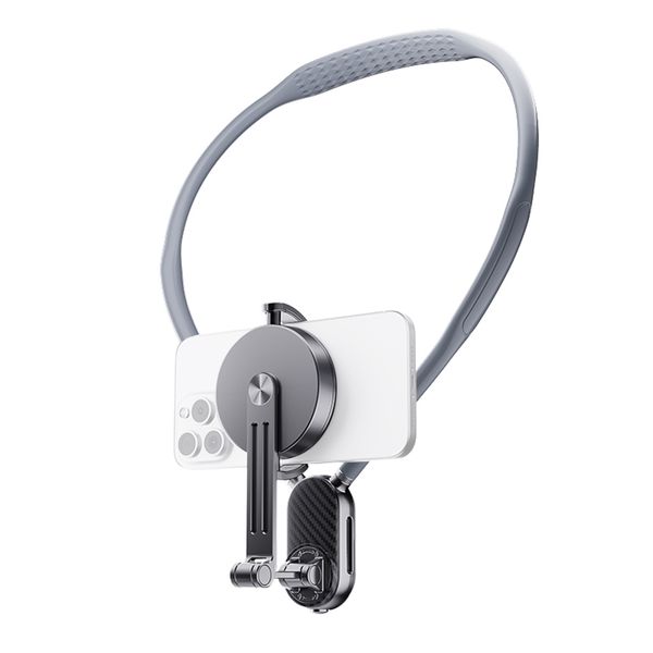 Magnetic neck phone holder