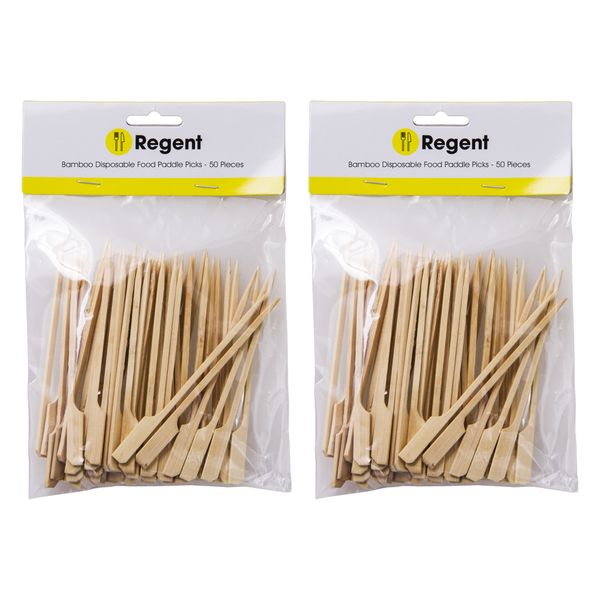 Regent Disposable Bamboo Food Paddle Picks - 120mm - 2 Pack - 100Piece