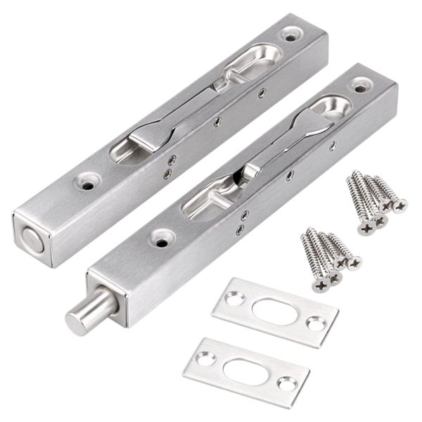 2 Pcs Door Flush Bolt - 6 Inch Security Door Lock For French Doors