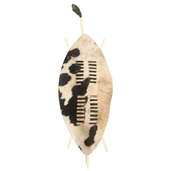 Authentic Zulu Shield Isihlangu Tall Handcrafted Cowhide - Black and White - 92cm