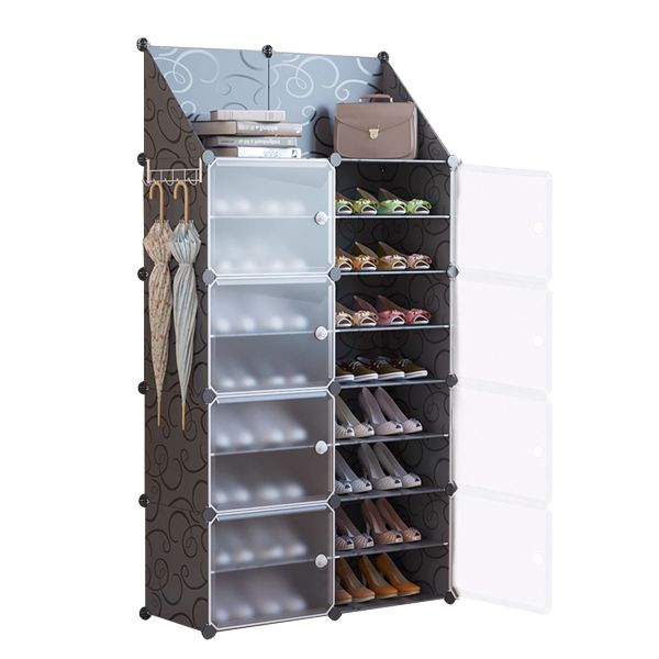 Black Shoe Storage 32 Pair Shoe Rack Organizers Cabinet with Door Multi