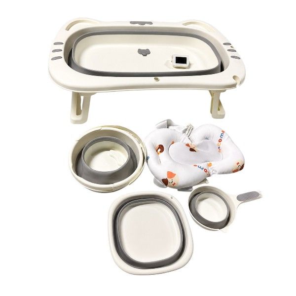 Baby Bathtub with Soft Cushion - Portable Collapsible Infant