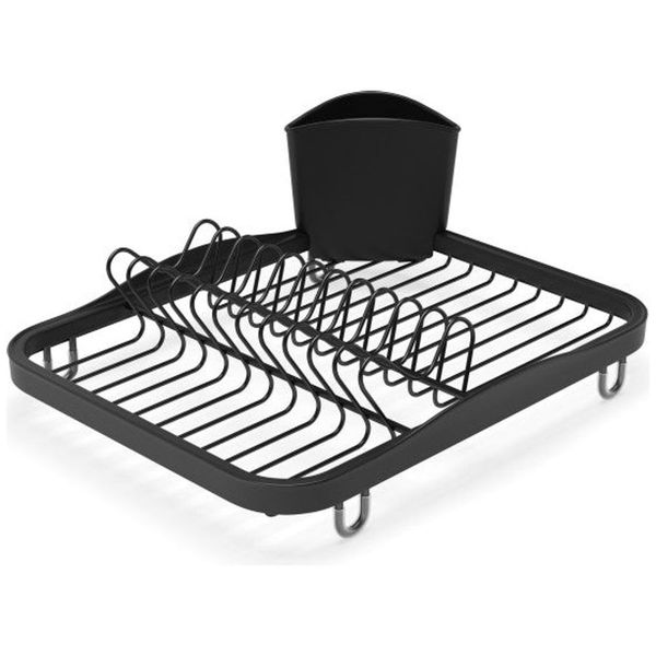 In-Sink Dish Drying Rack with Cutlery Holder Black