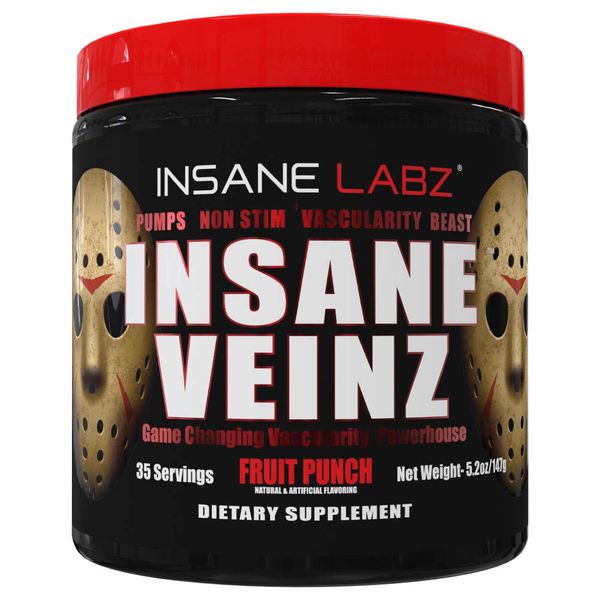 Insane Veinz Non Stimulant Pre-Workout Powder Fruit Punch - 147g