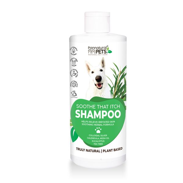 Natural pet shampoo itchy relief soothing herbal formula