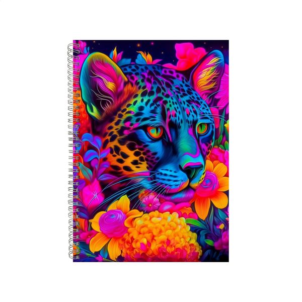 Orchids With Snow Leopard Neon Notebook Gift Idea A4 Notepad Pad 75