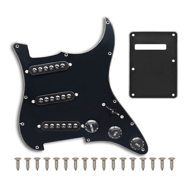 Prewired St Pickguard Sss 3 Single Coil Pickups Black