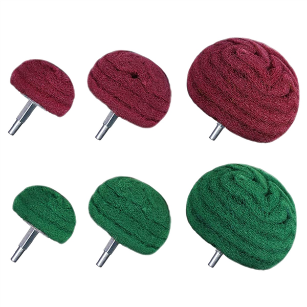 6PCS Dome Type Sanding Mop Polishing Pad, Nylon Fiber Polishing Wheel, 180