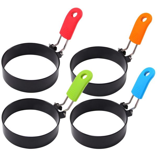Egg Ring Moulds Set of 4 Stainless Steel Round Crumpet Ring Mold Shaper