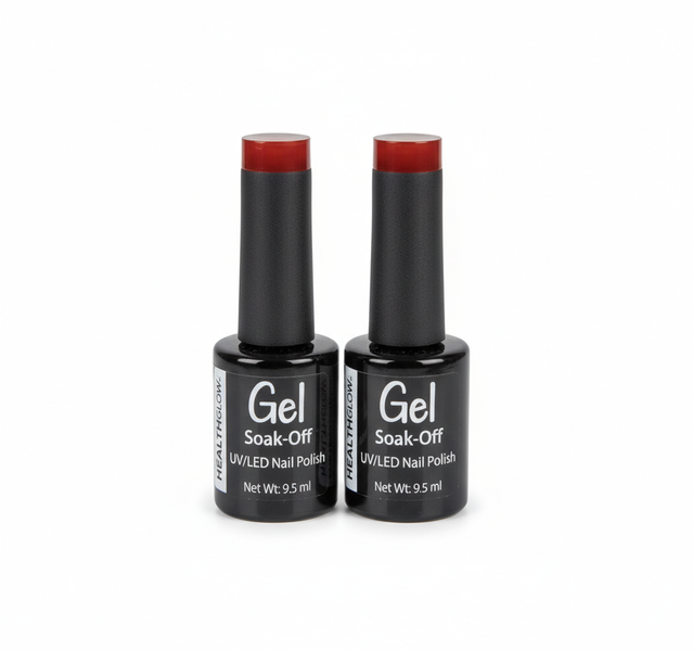 Healthglow Gel Nail Polish - Ruby, 9.5ml, Long-Lasting &amp; Glossy - 2 Pack